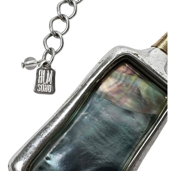 Robert Lee Morris RLM Soho Necklace Abalone Pendant Silver Tone Wire Wrapped - Picture 9 of 12